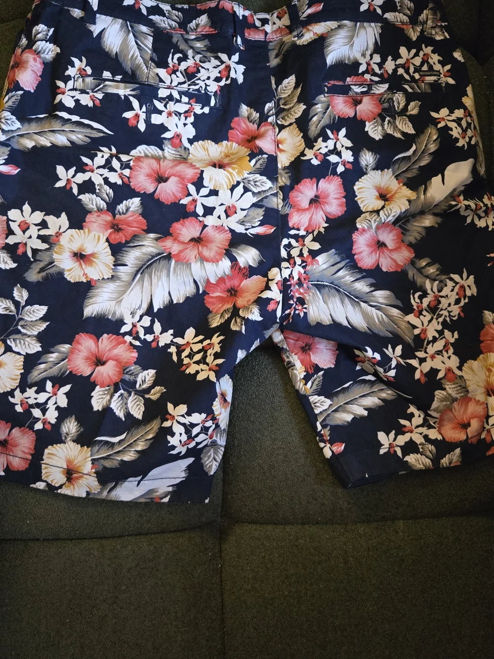 Denim & Flower Men's Navy Shorts with Pink Floral Print